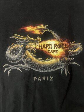 Used HARD ROCK CAFE Dragon Pattern Advertising T-Shirt Men's Size Large Paris. T